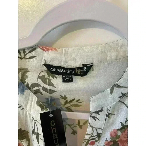 NWT Chaudry KC Floral Shirt/Dress Size M Long Sleeve Cotton Boho India Hippie - Picture 3 of 5